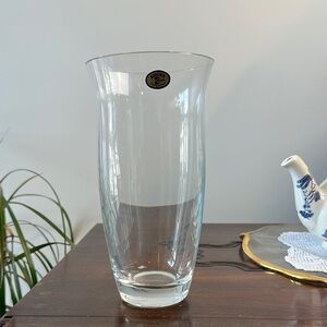 Vintage Bohemia Czech Clear Crystal Large Floral Vase